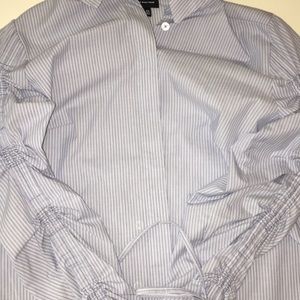 blue - striped bell sleeved blouse